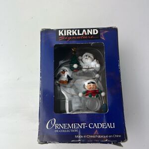 Kirkland Penguin Eskimo fish ice ornament 4" New in Box